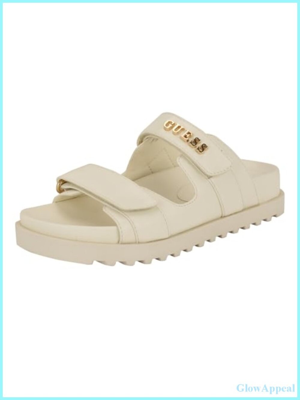 Faux Leather Slide Sandals Adjustable Strap Platform Cushioned